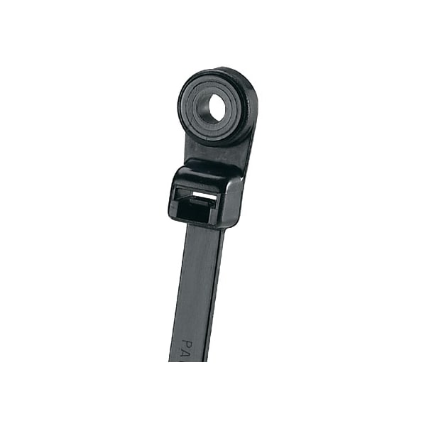 Cable Tie, 4-1/2 in L, 3/4 in Max Bundle Dia., Black, Nylon 6/6, 18 lb Strength, 100 PK
